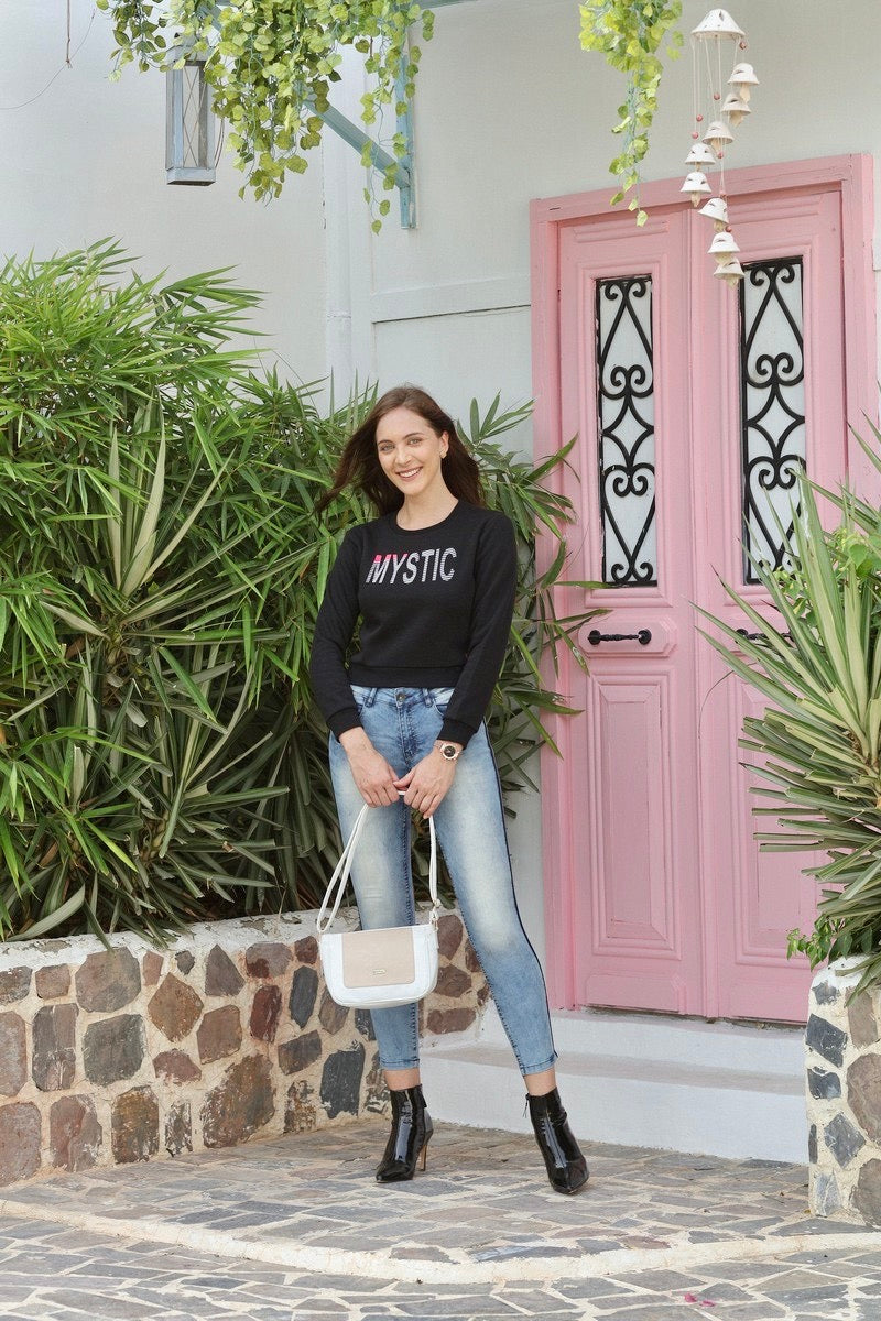 31610 - Mystic Black Crop Sweat Shirt