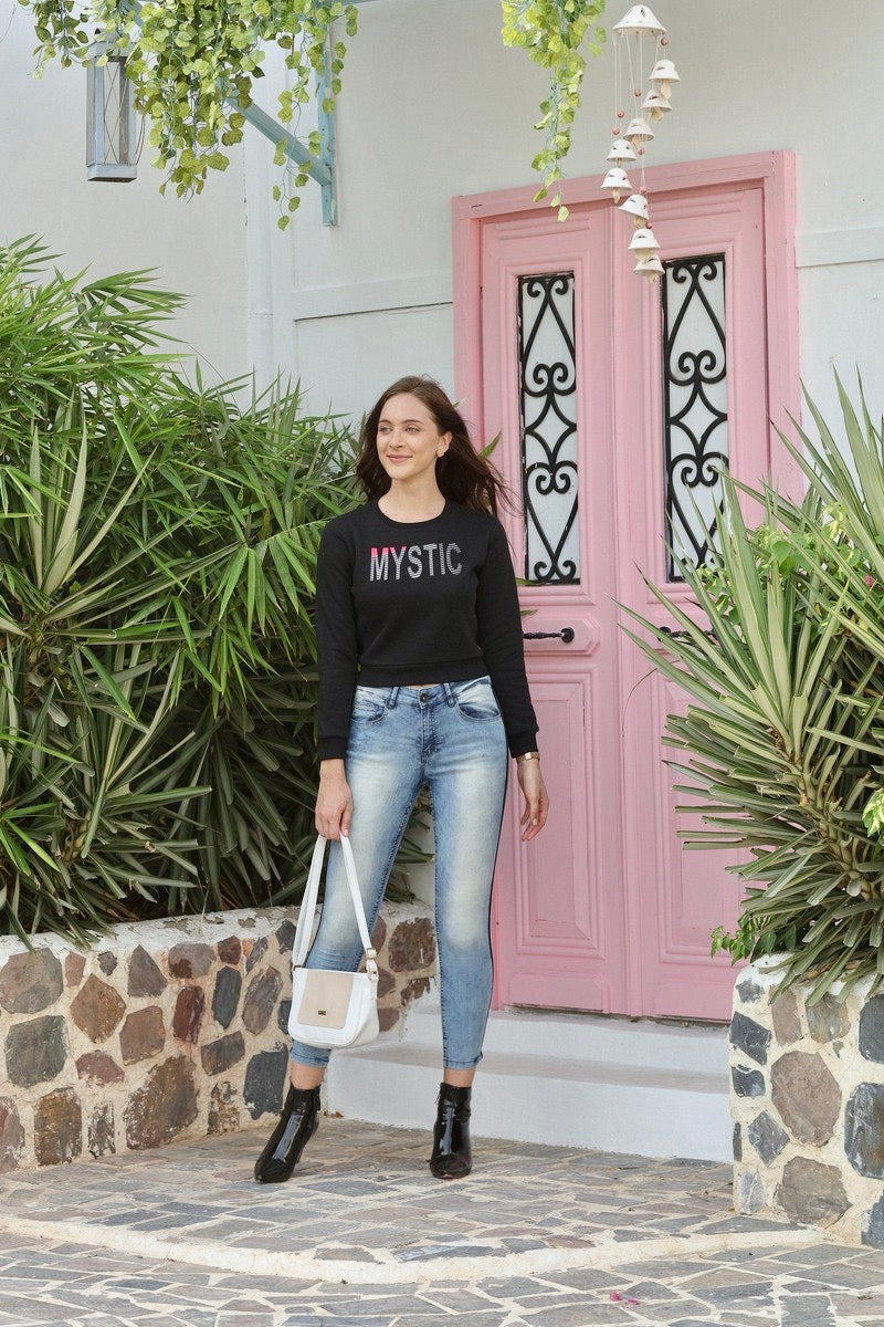 31610 - Mystic Black Crop Sweat Shirt
