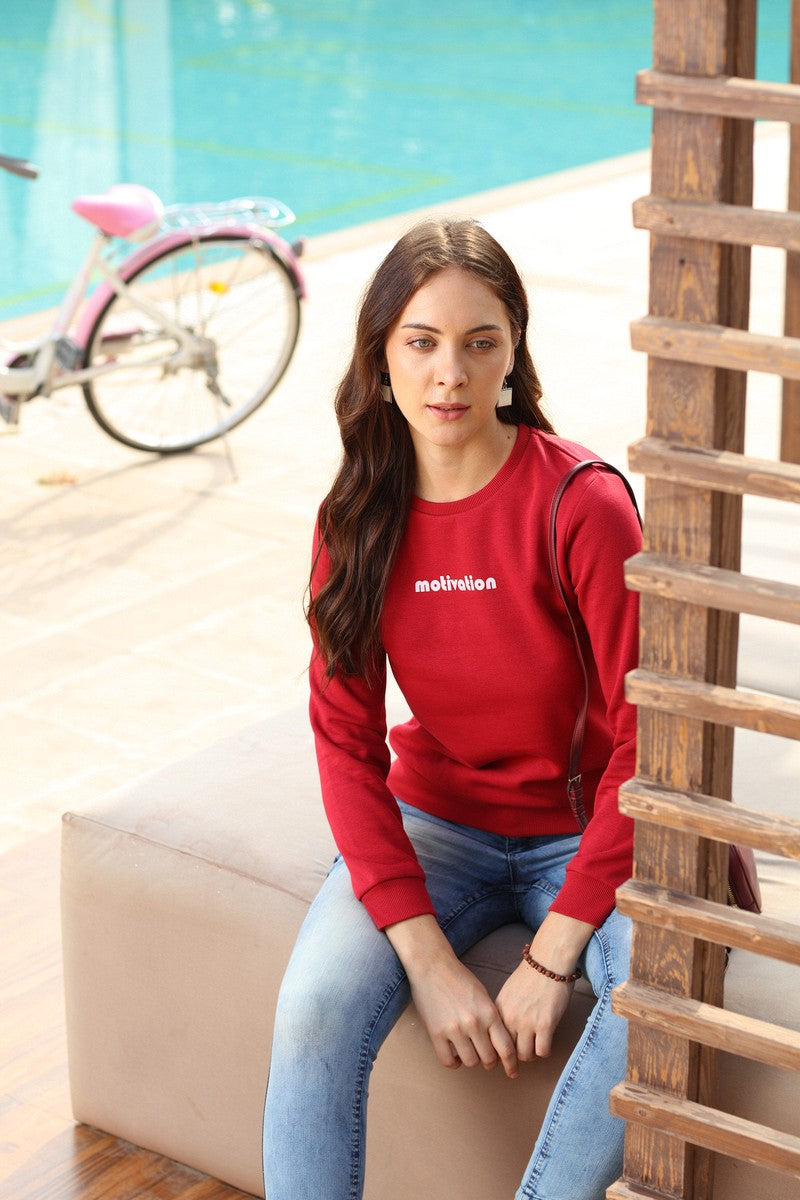 31671 - Maroon Basic Round Neck Sweat Shirt