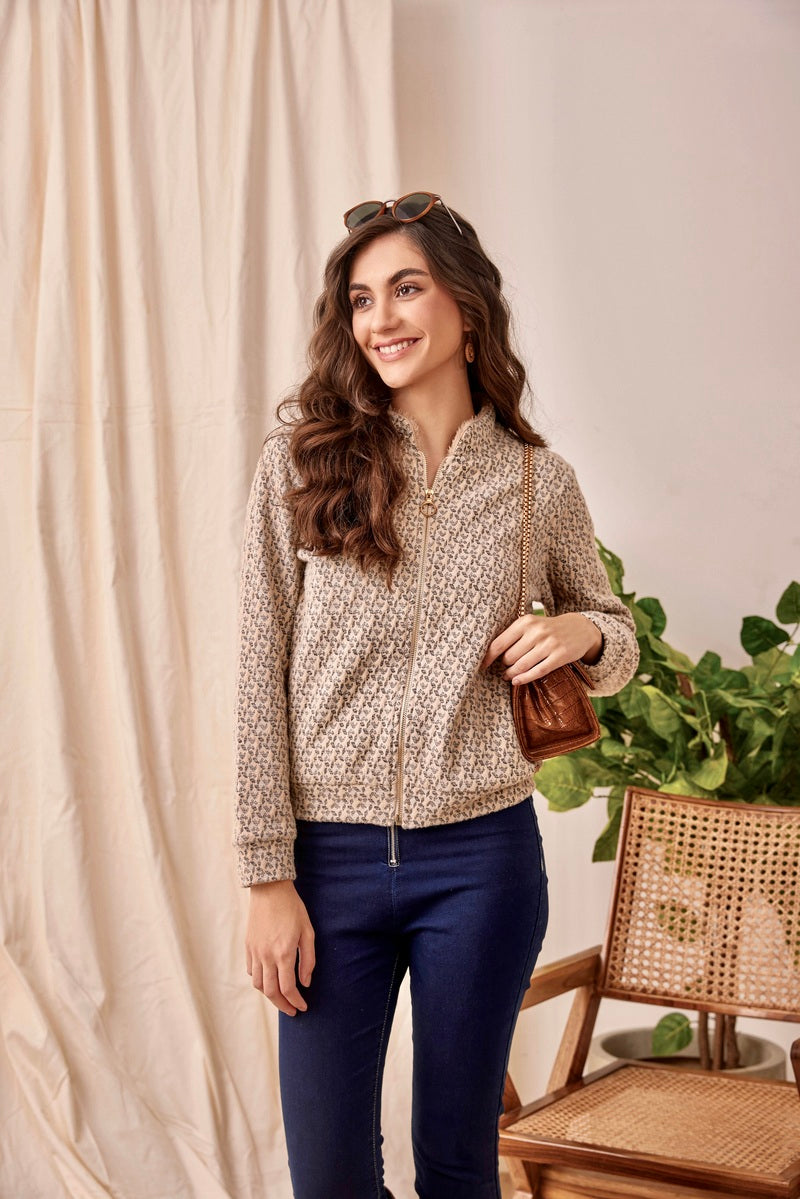32781 - Coffee Brown Zipper Sweat Shirt