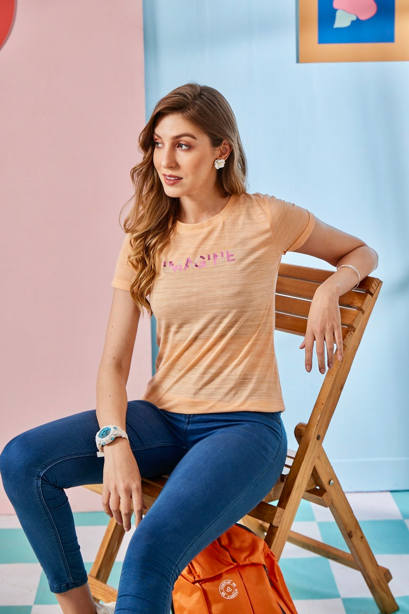 Peach Slogan Top