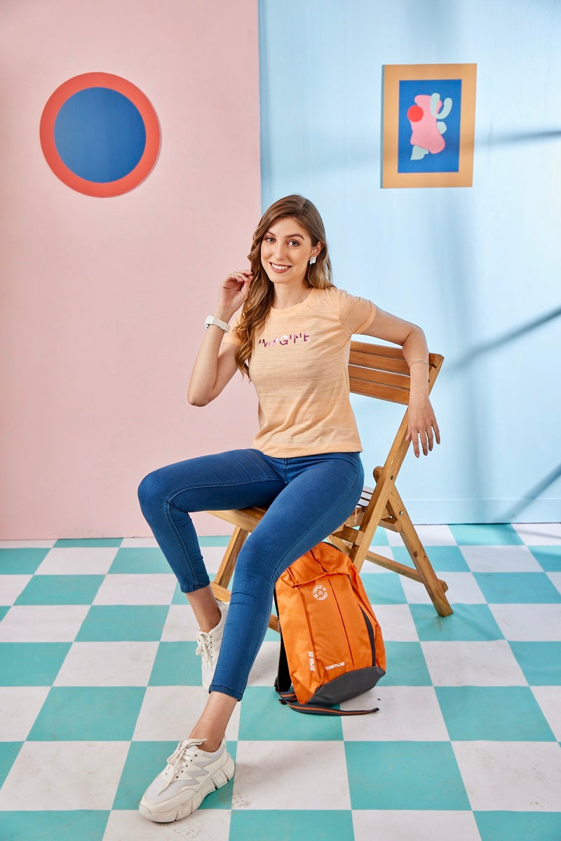 Peach Slogan Top
