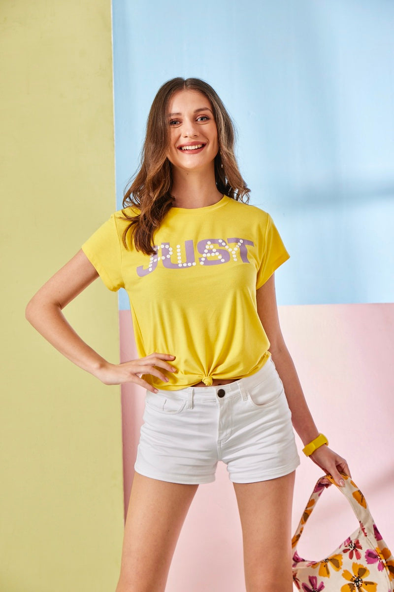 Gold Just Play Knotted Crop Top