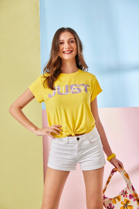 Gold Just Play Knotted Crop Top