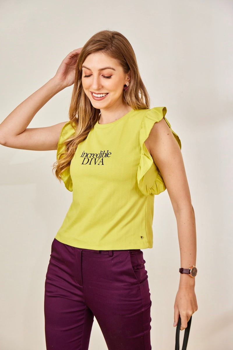 Green Incredible Diva Crop Top