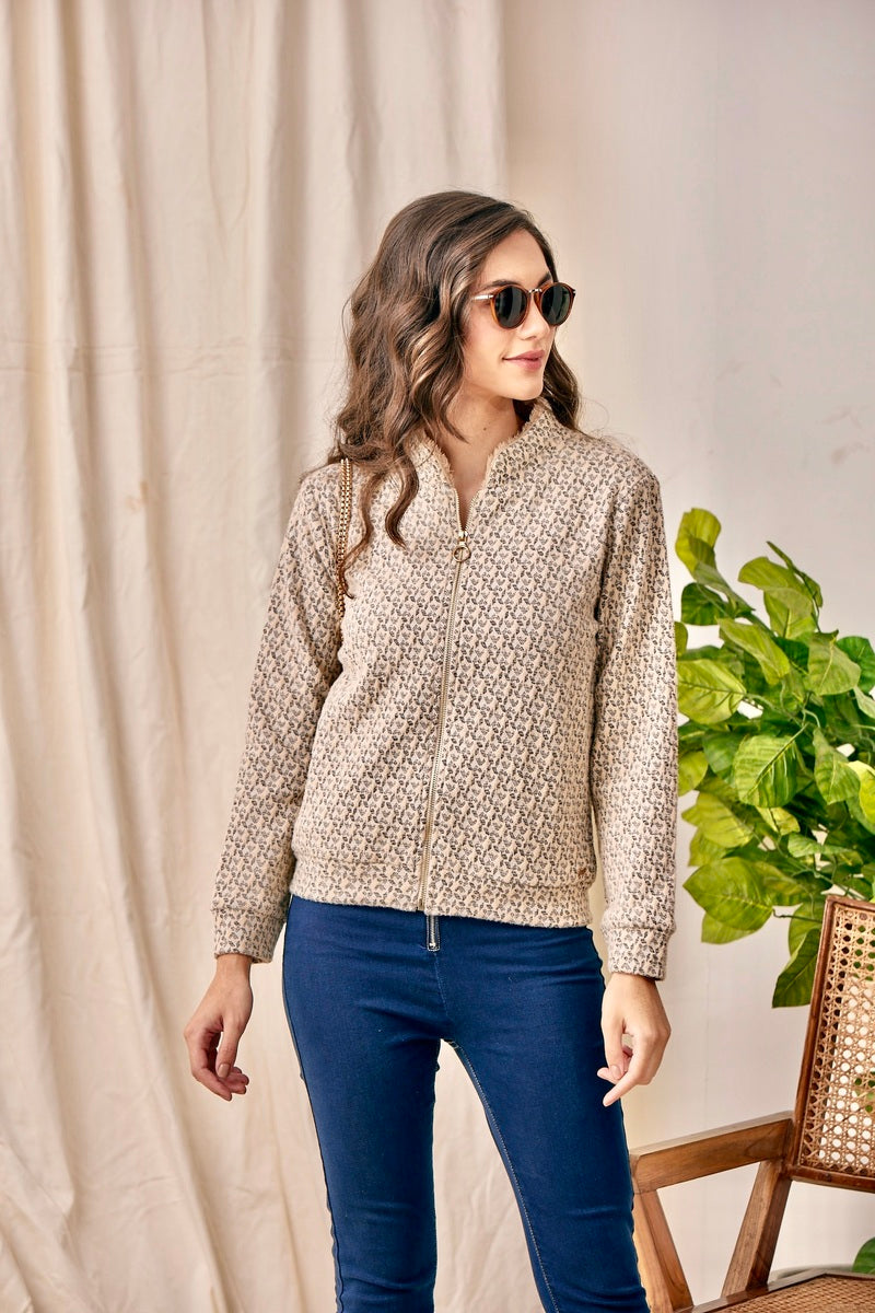 32781 - Coffee Brown Zipper Sweat Shirt