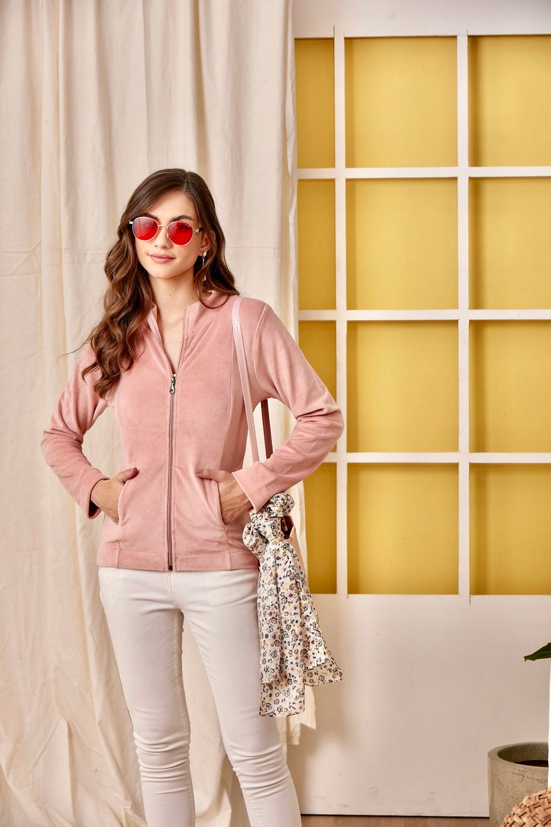 32698 - Pink Super Soft Zipper Sweat Shirt