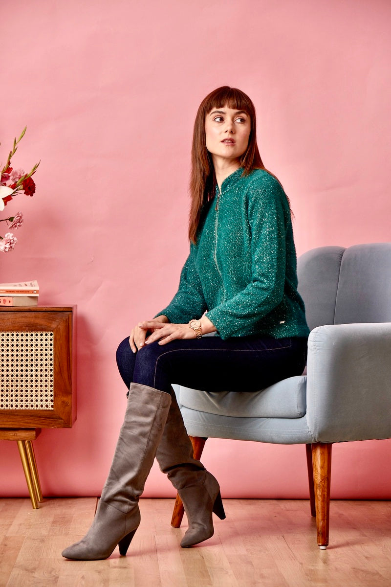 Green Zipper Sweat Shirt