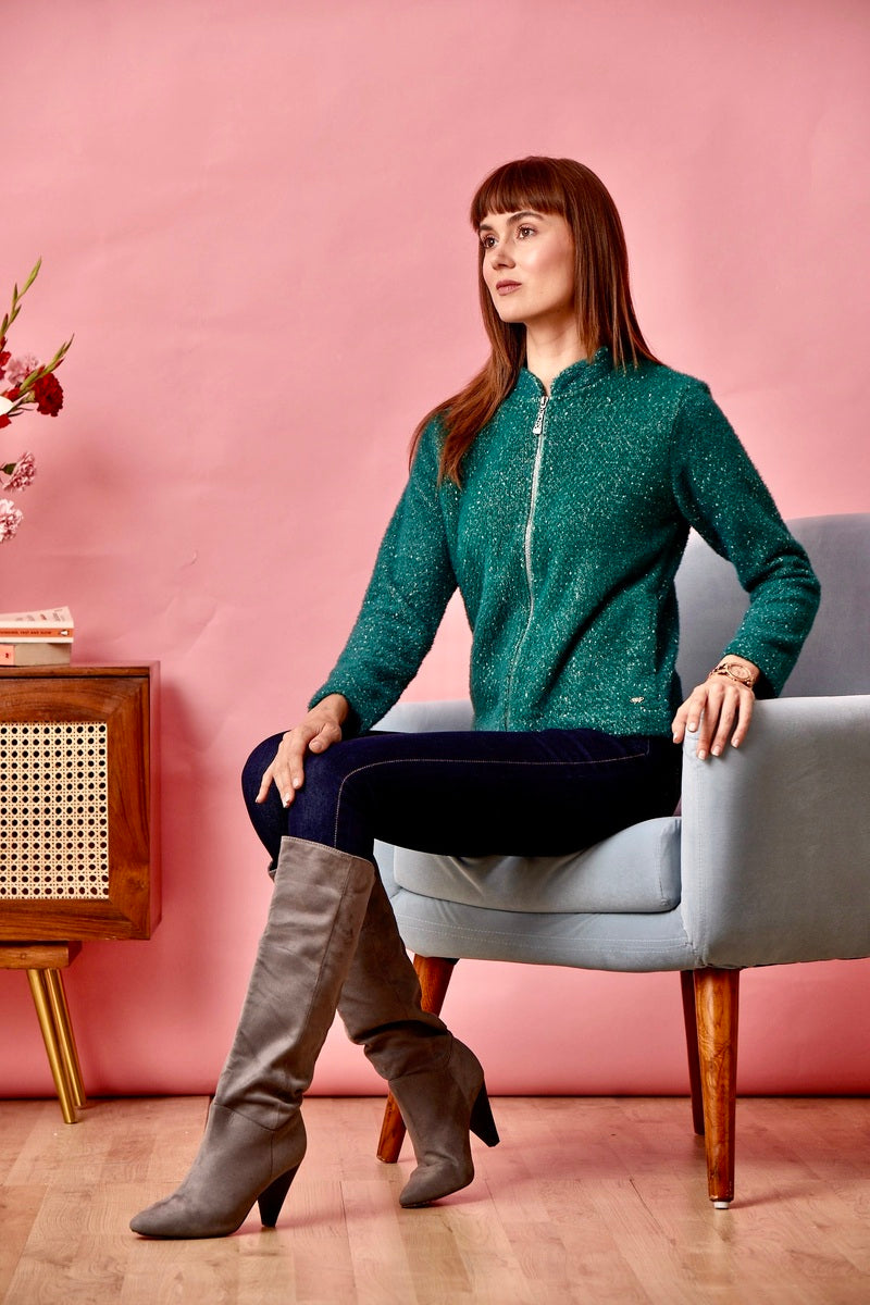 Green Zipper Sweat Shirt