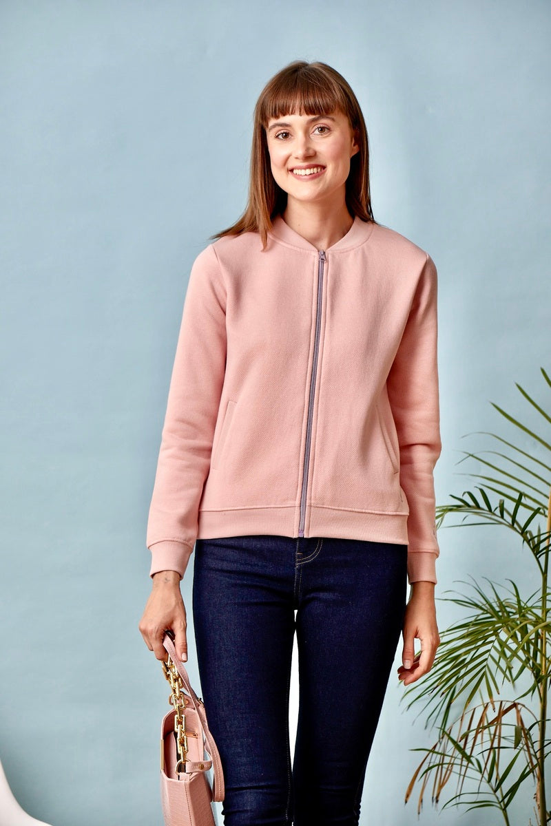 Pink Zipper Sweat Shirt