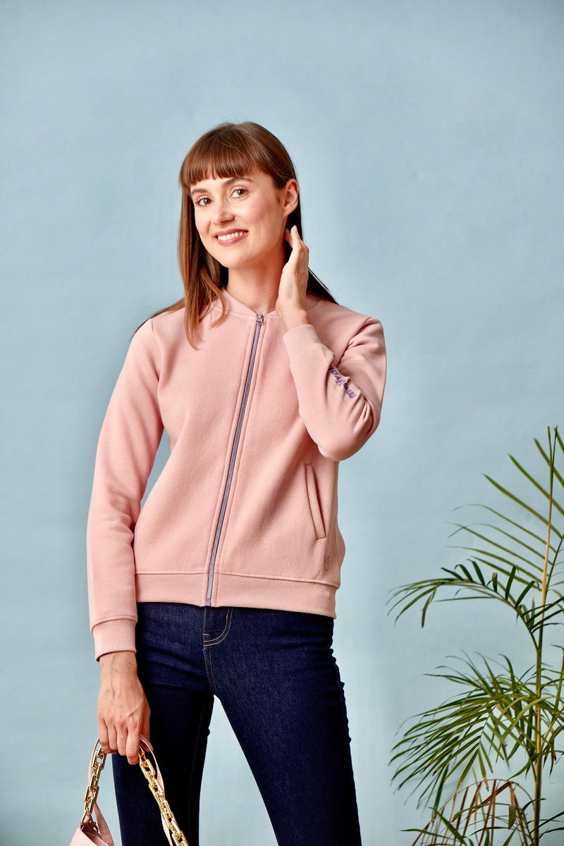 Pink Zipper Sweat Shirt