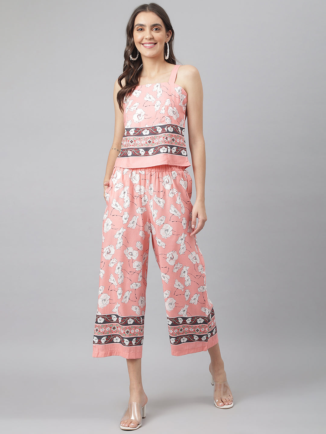 Peach Co-Ordinate Set With Back Elasticated Upper For The Perfect Fit