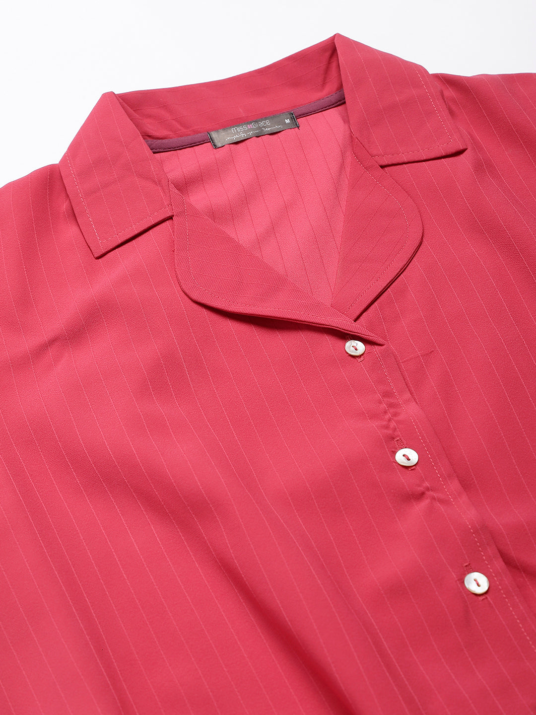 Pink V Neck Collared Co-ordinate Set With Bell Bottom