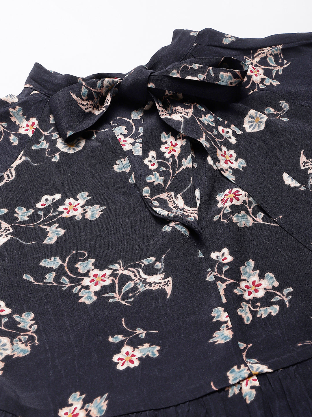 Navy Floral Rayon Fabric Top