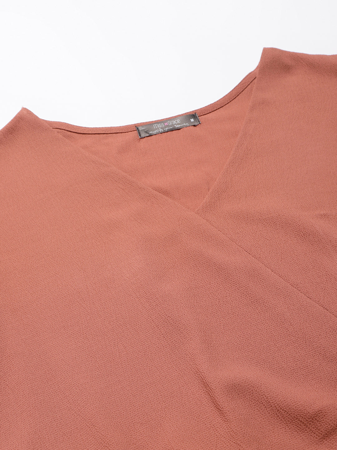 Rust V Neck Co-ordinate Set With Looser Bottom