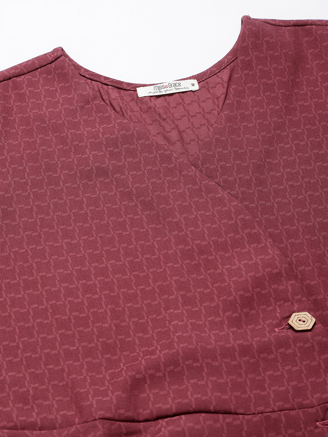 Maroon Elegant Looking Office Wear Peplum Bottomed Top