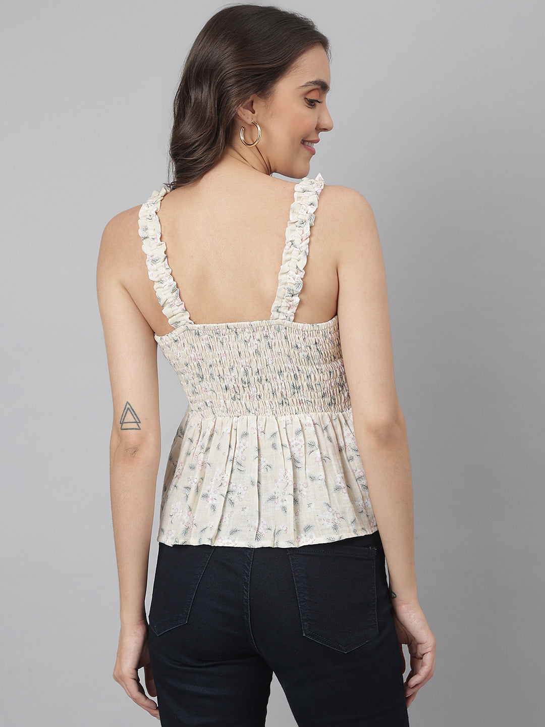 Fawn Cut Sleeve Stylish Top With Elasticated Back for An Ideal Fit