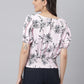 Pink Floral Top With Elasticated Waist Band At Back For Perfect Fit