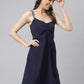 Navy Evening Wear Party Dress With Embroidered Straps