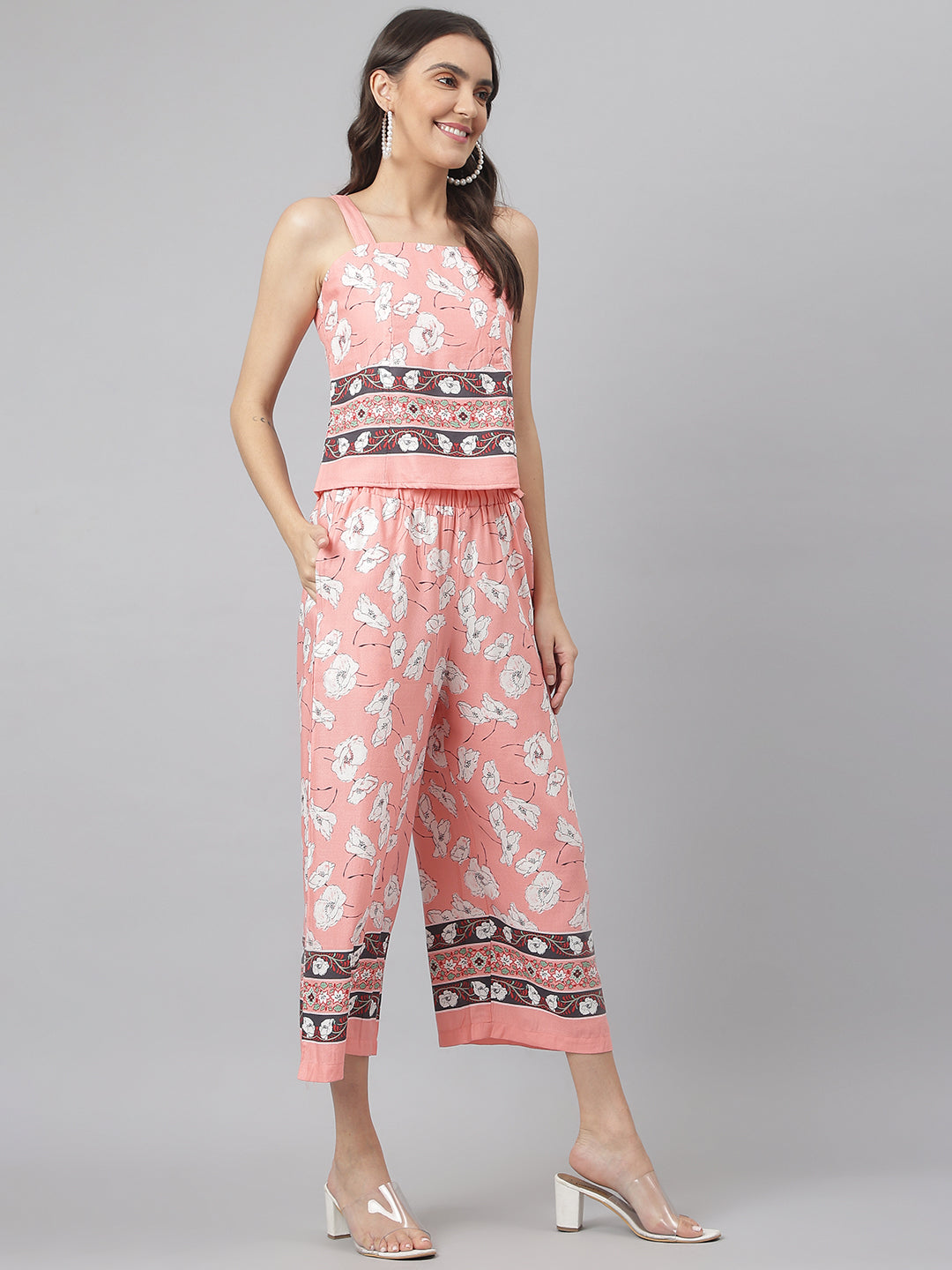 Peach Co-Ordinate Set With Back Elasticated Upper For The Perfect Fit