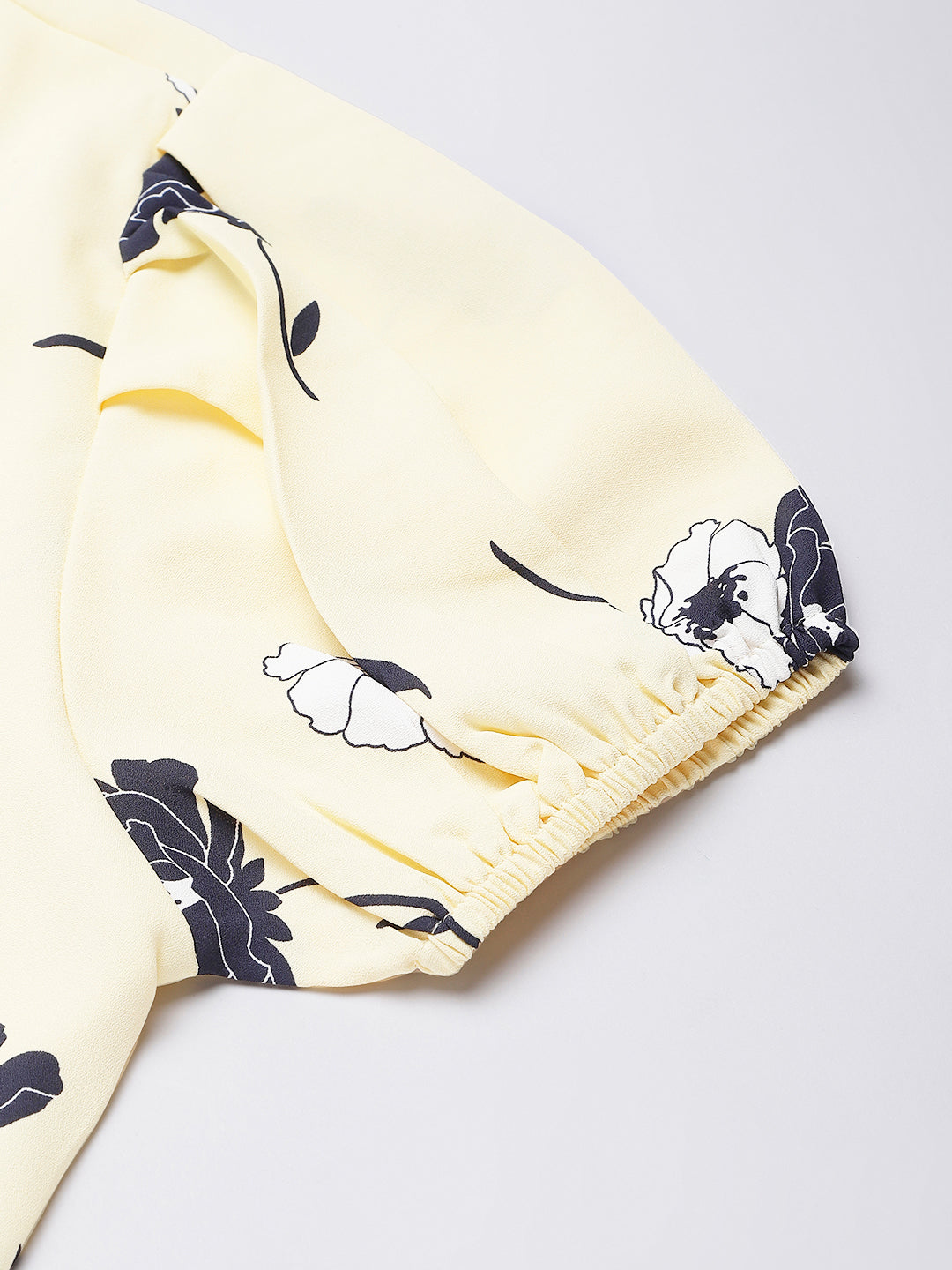 Lemon Floral Top With Elasticated Waist Band At Back For Perfect Fit