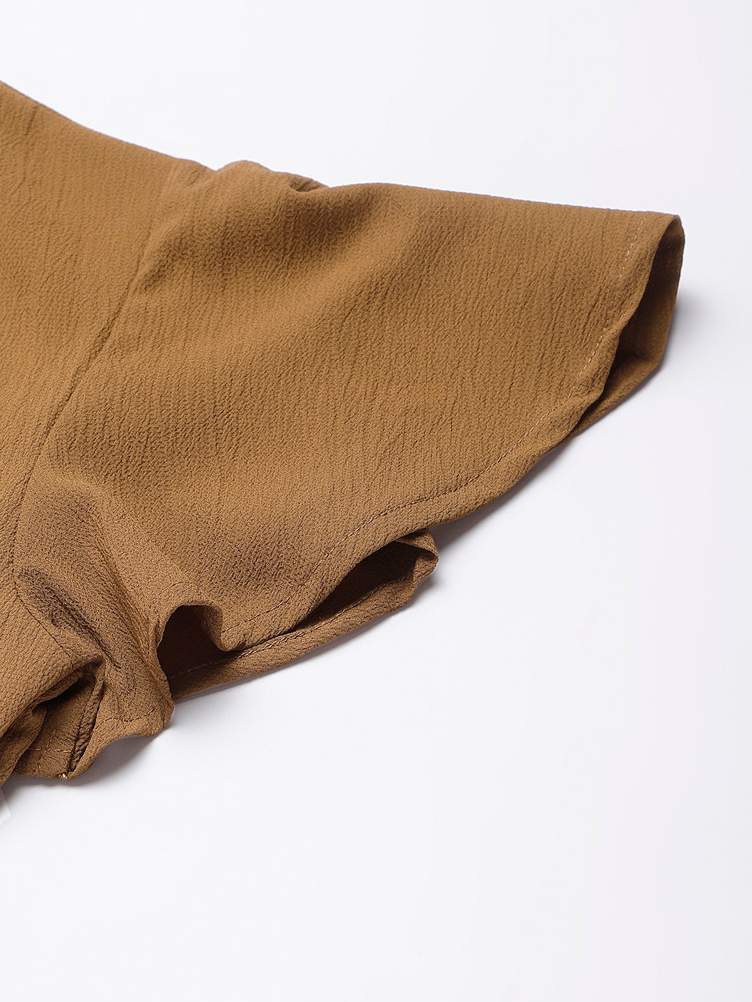 Brown V Neck Co-ordinate Set With Looser Bottom