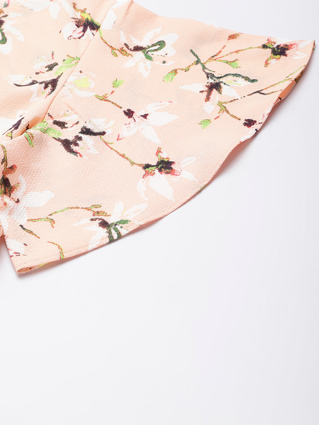 Peach Floral Printed Office Wear Top