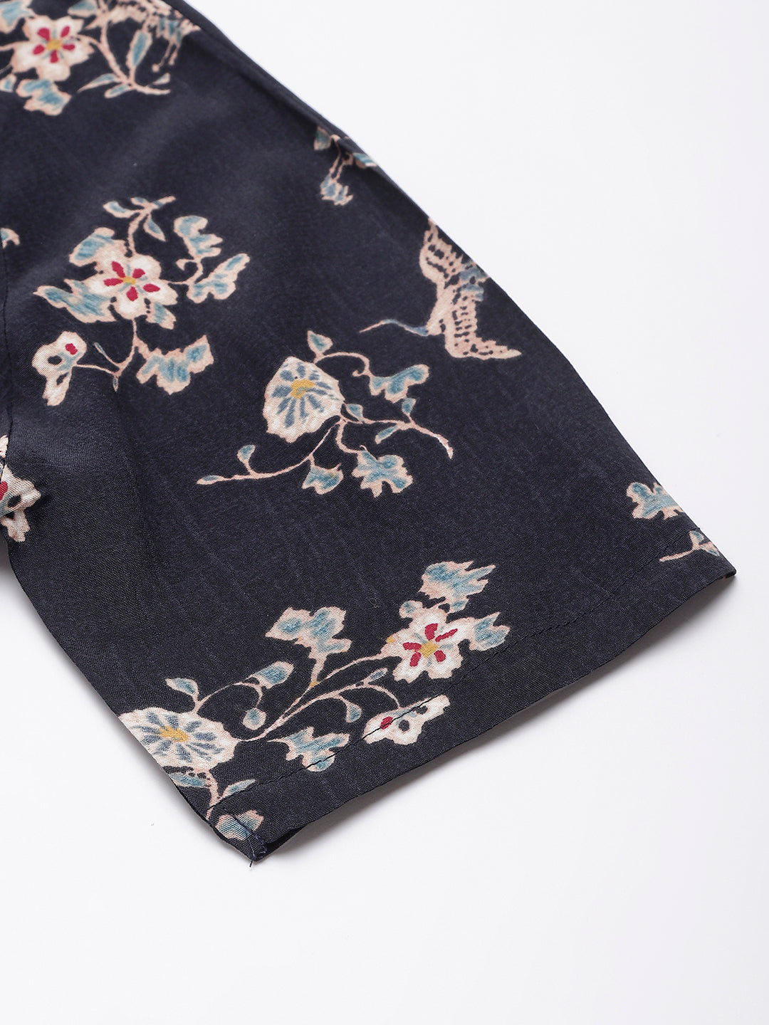 Navy Floral Rayon Fabric Top