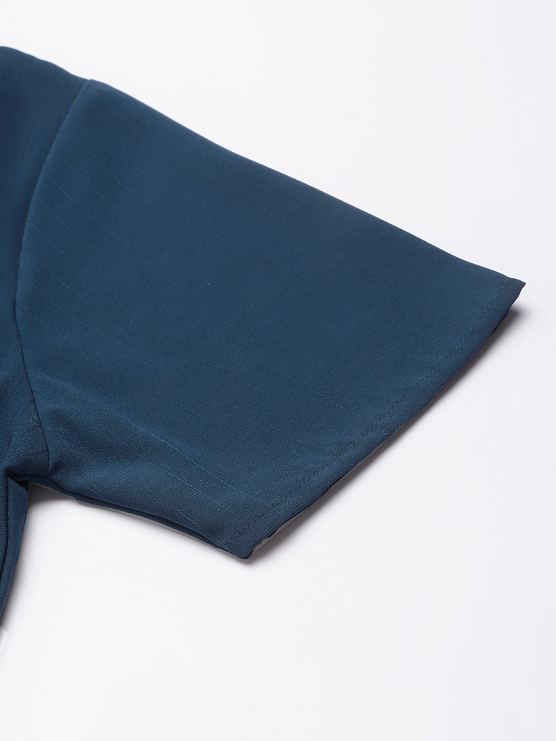 Navy V Neck Collared Co-ordinate Set With Bell Bottom