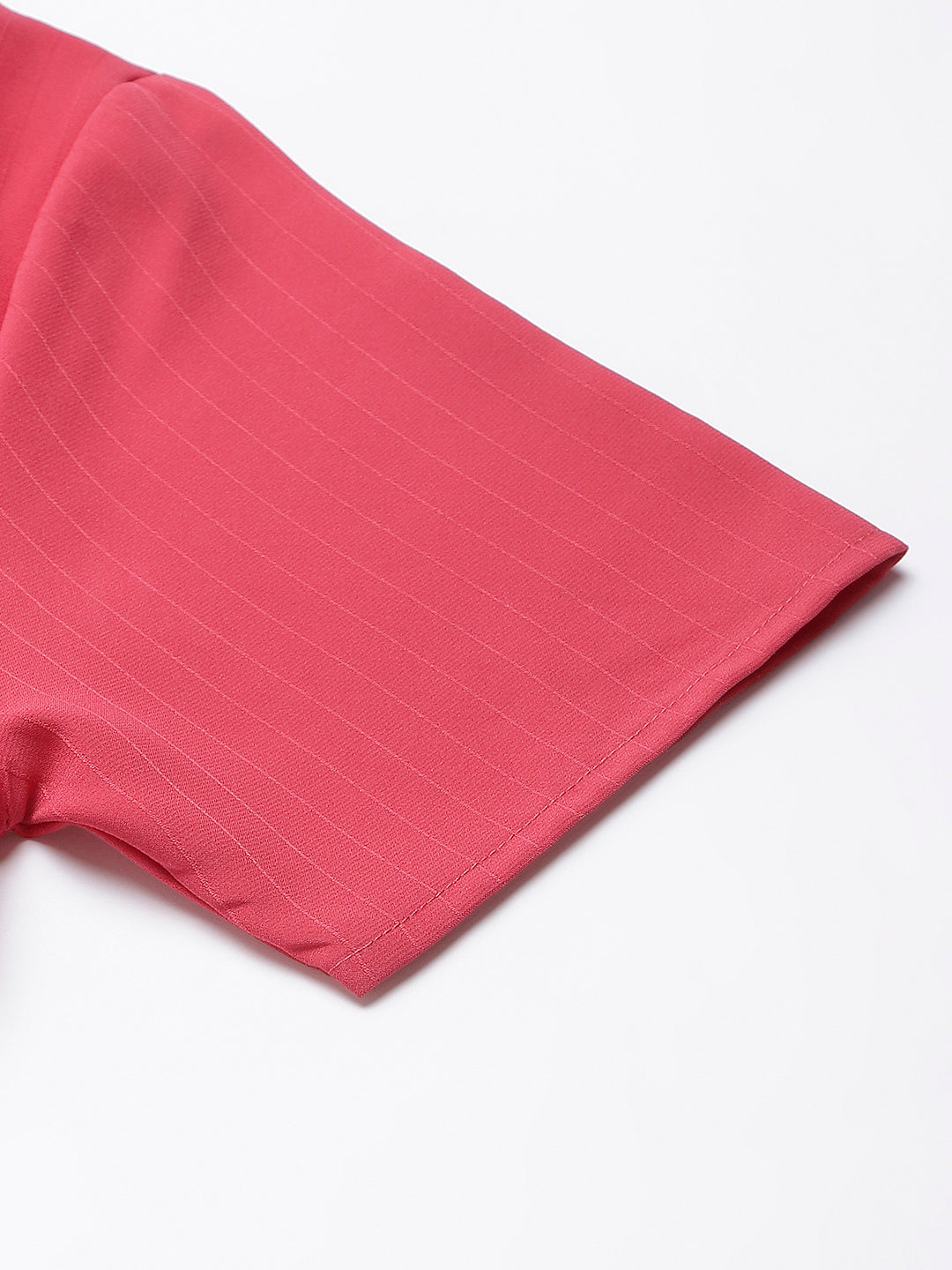 Pink V Neck Collared Co-ordinate Set With Bell Bottom