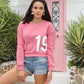 31644 - Pink Placement Print Anti Fit Crop Sweat Shirt