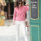 Pink Full Zipper Shoulder Embellished Hoodie Sweat Shirt