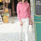 31734 - Pink Full Zipper Shoulder Embellished Hoodie Sweat Shirt
