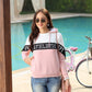 31693 - Pink Colour Blocked Hoodie Sweat Shirt