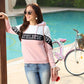 Pink Colour Blocked Hoodie Sweat Shirt