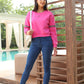31641 - Pink Round Neck Anti Fit Crop Sweat Shirt