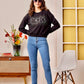 32606 - Black Studs Embellished Anti Fit Crop Sweat Shirt