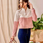 Pink Half Zip Crop Sweat Shirt