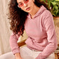 32702 - Pink Stub Embellished Hoodie Sweat Shirt
