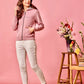 32732 - Pink Embellished Zipper Hoodie Sweat Shirt