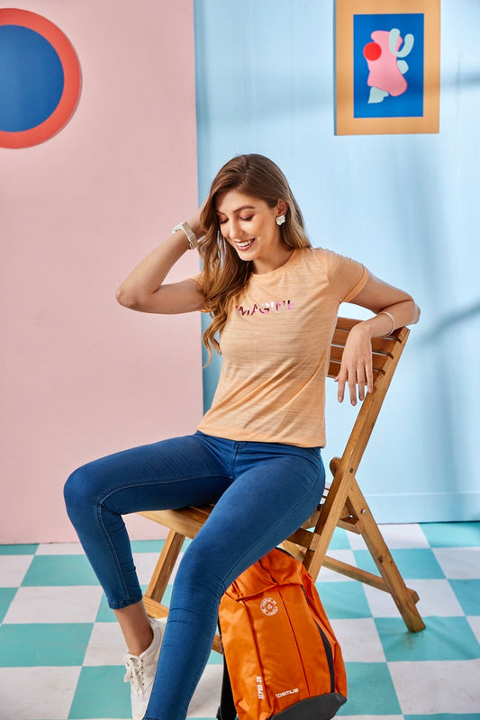 Peach Slogan Top