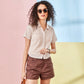 Coffee Brown Woven Check Crop Top Shirt