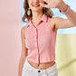 33133 - Pink Shirt Style Crop Top