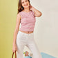 Pink Sleeve Less Crop Top in Rib Structure Fabric