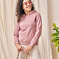 Pink Stub Embellished Hoodie Sweat Shirt