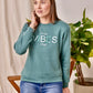 Green Print & Sequin Embroidered Sweat Shirt
