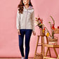 32731 - Grey Pink Multi Coloured Melange Hoodie Print Sweat Shirt