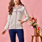 Grey Pink Multi Coloured Melange Hoodie Print Sweat Shirt