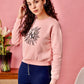 32619 - Pink Reflective Print Anti Fit Crop Sweat Shirt