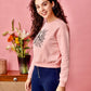 32619 - Pink Reflective Print Anti Fit Crop Sweat Shirt